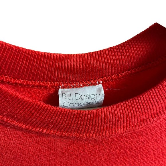 Vintage 80s 90s Red Long Sleeve Pullover Red Graphic Cheers Sweatshirt Holiday L - Picture 5 of 7